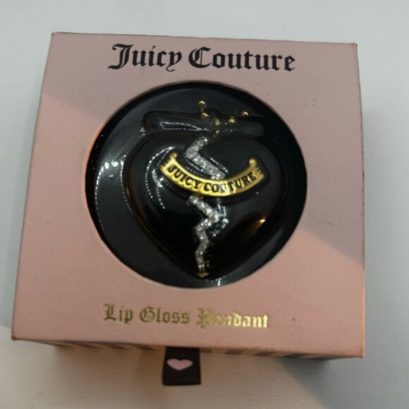 Juicy Couture NEW Vintage Y2K Enamel Heart Crystal Lip Gloss Pendant Necklace L - Picture 15 of 16